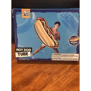 High Five Hot Dog Pool Tube 56.7in x 23.6in x 6.7in New Sealed Water Floatie Toy